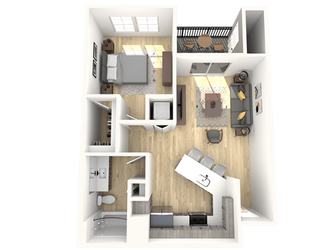 The Laurel A1 One Bedroom One Bathroom Floor Plan